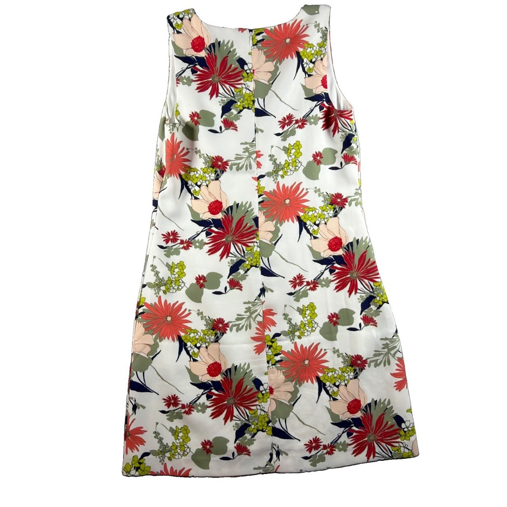 Shift Dress Womens Banana Republic 6 White Floral V-Neck Sleeveless Mini Zip - Picture 2 of 10